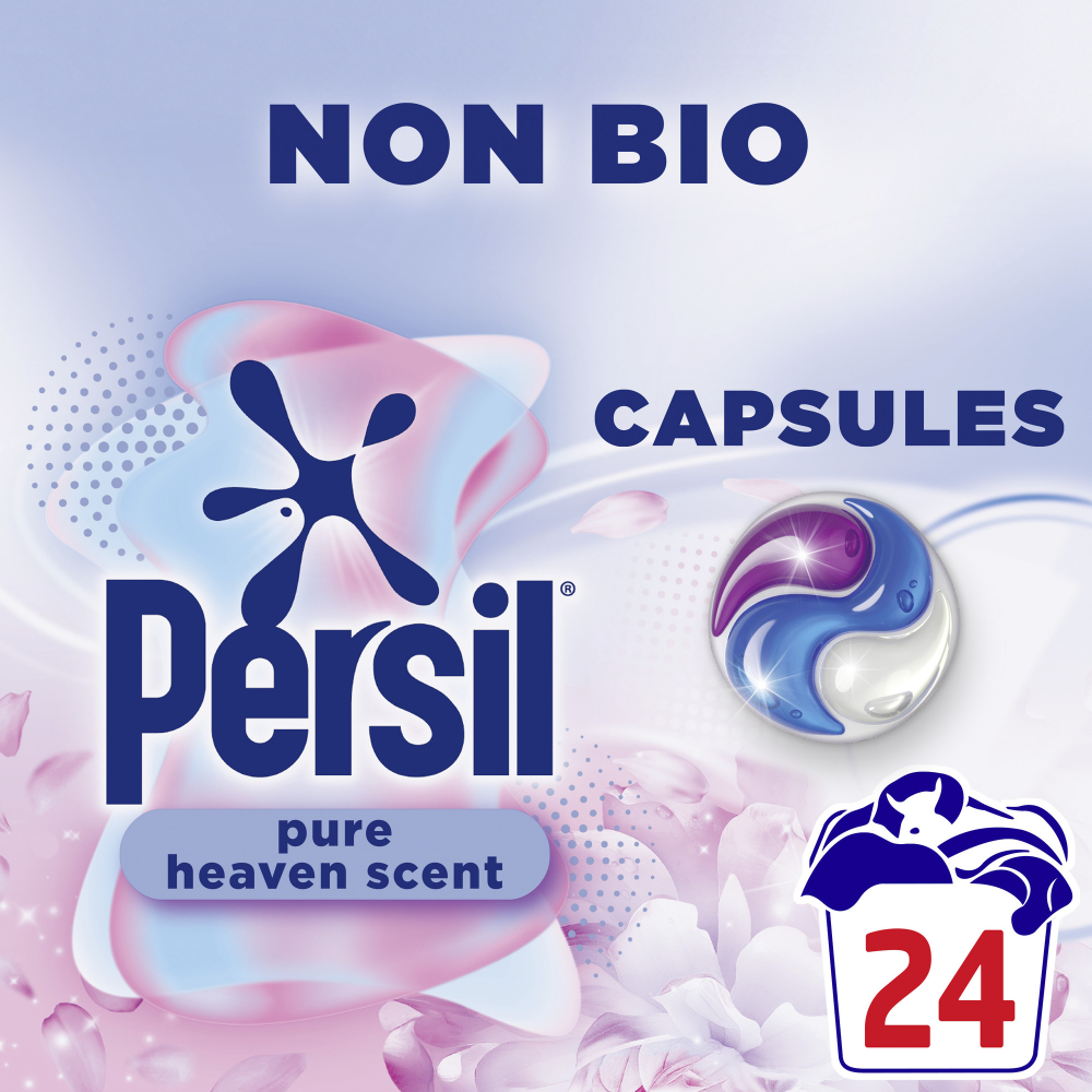 Persil Pure Heaven Scent Non-Bio Laundry Washing Detergent Capsules 24 Washes