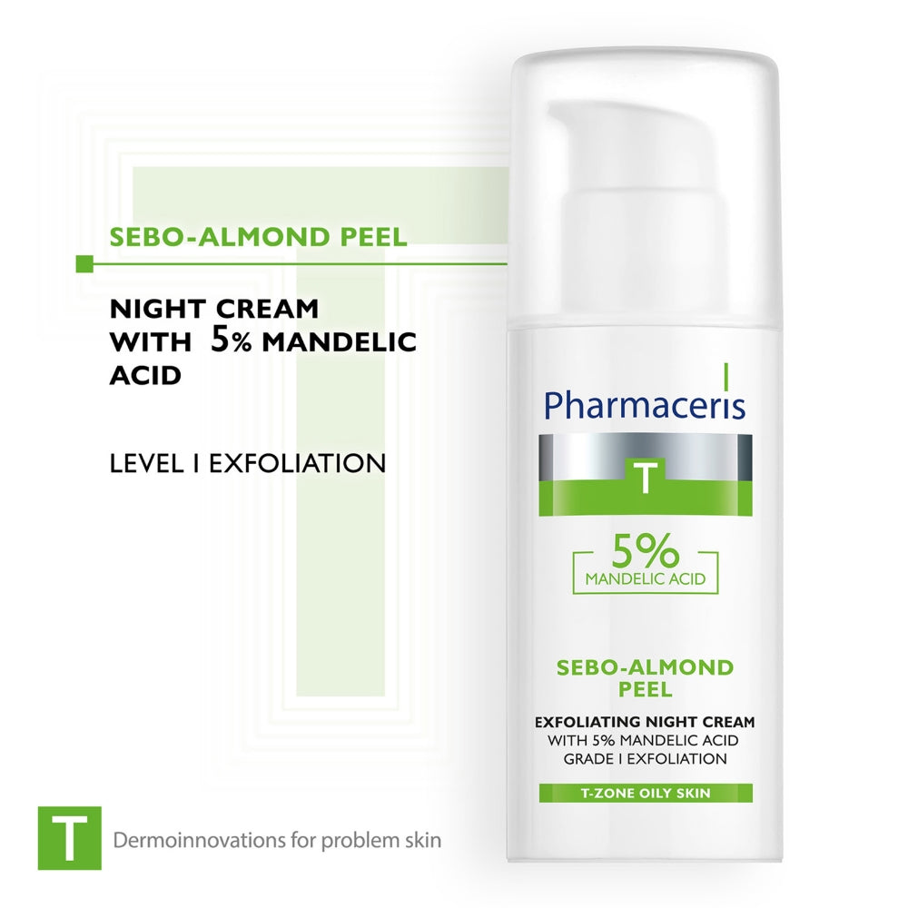 Pharmaceris T Sebo-Almond Peel Exfoliating Night Cream with 5% Mandelic Acid 50ml