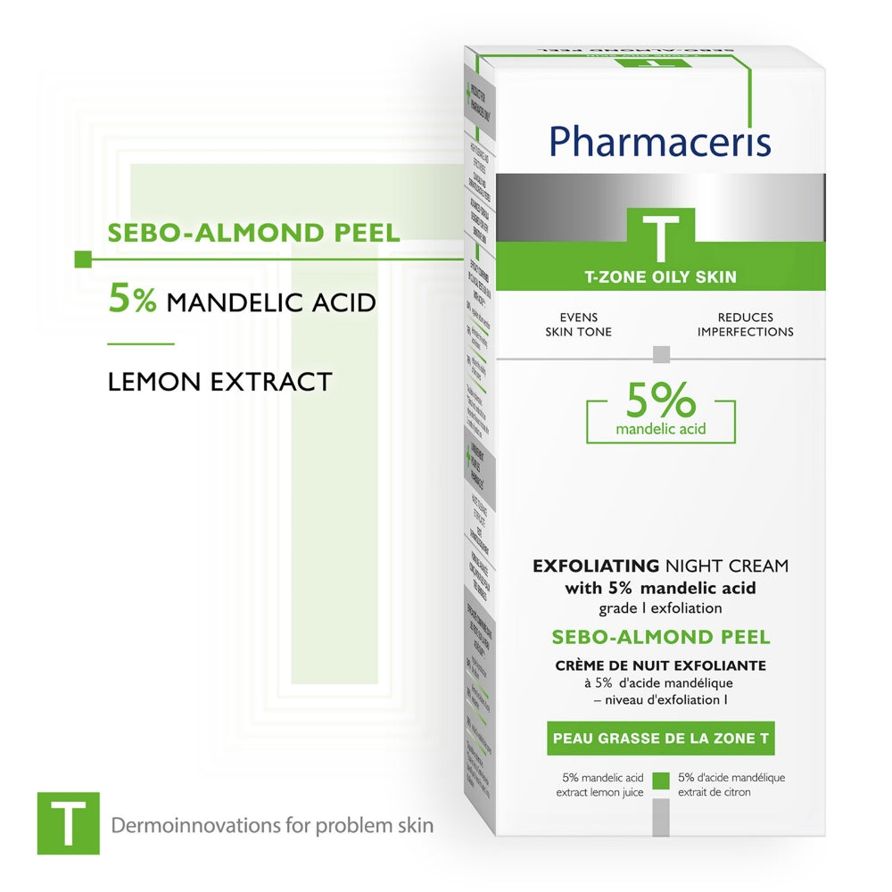 Pharmaceris T Sebo-Almond Peel Exfoliating Night Cream with 5% Mandelic Acid 50ml