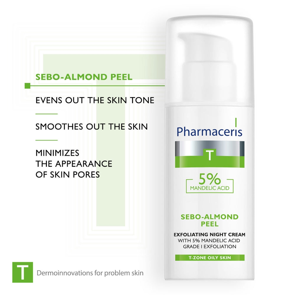 Pharmaceris T Sebo-Almond Peel Exfoliating Night Cream with 5% Mandelic Acid 50ml