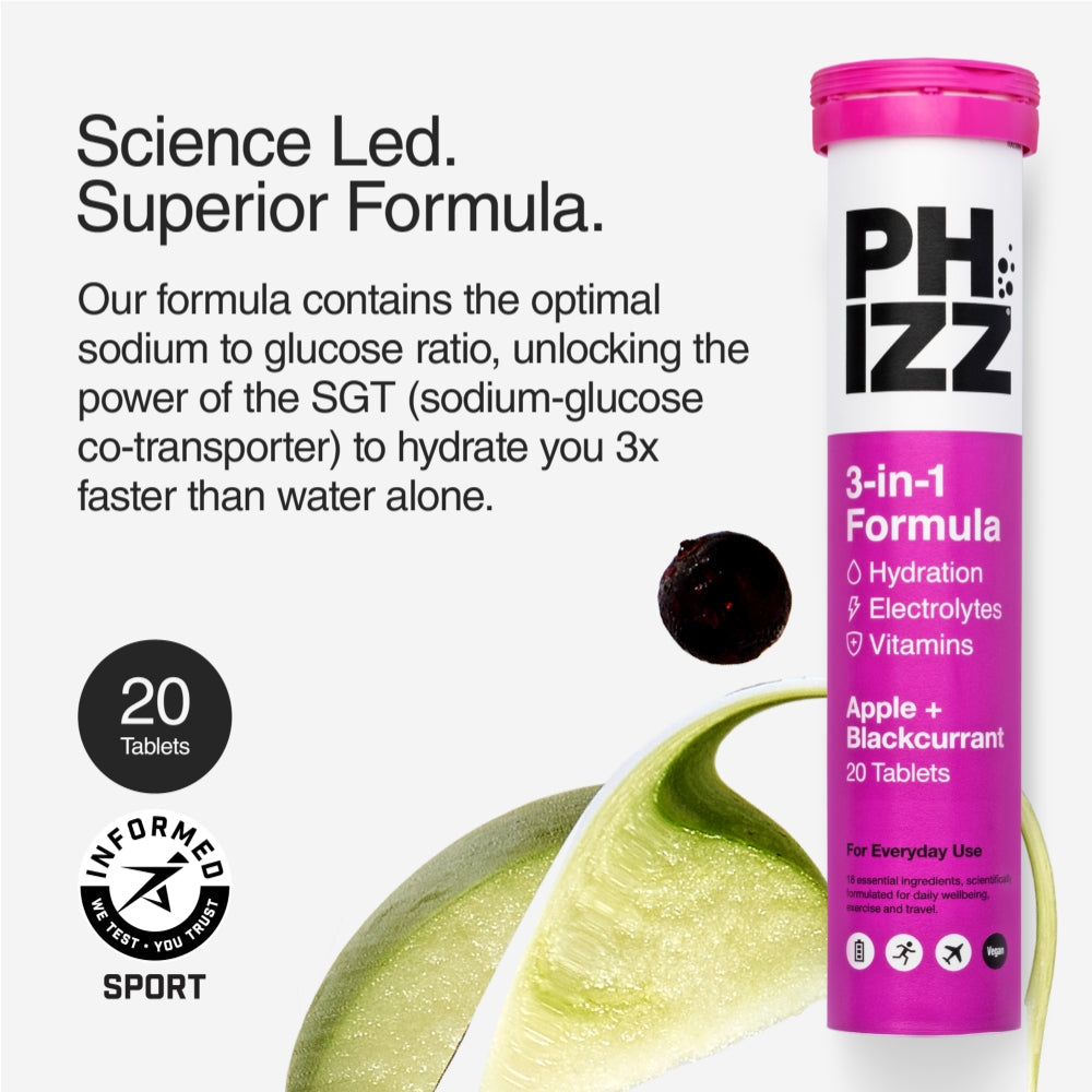 Phizz Apple & Blackcurrant 3 in 1 Multivitamin Hydration Tablets 20 Tablets