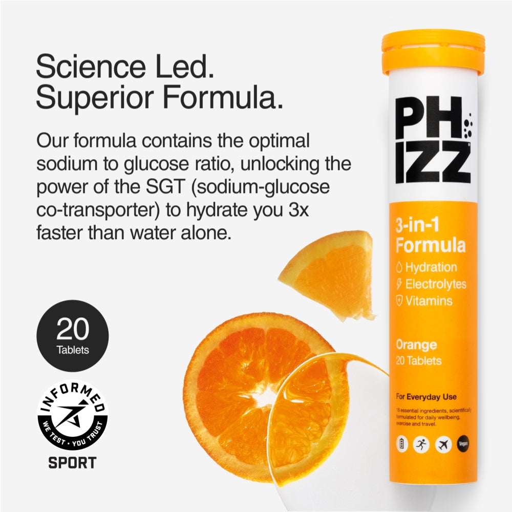 Phizz Orange 3-in-1 Multivitamin Hydration Tablets 60 Tablets