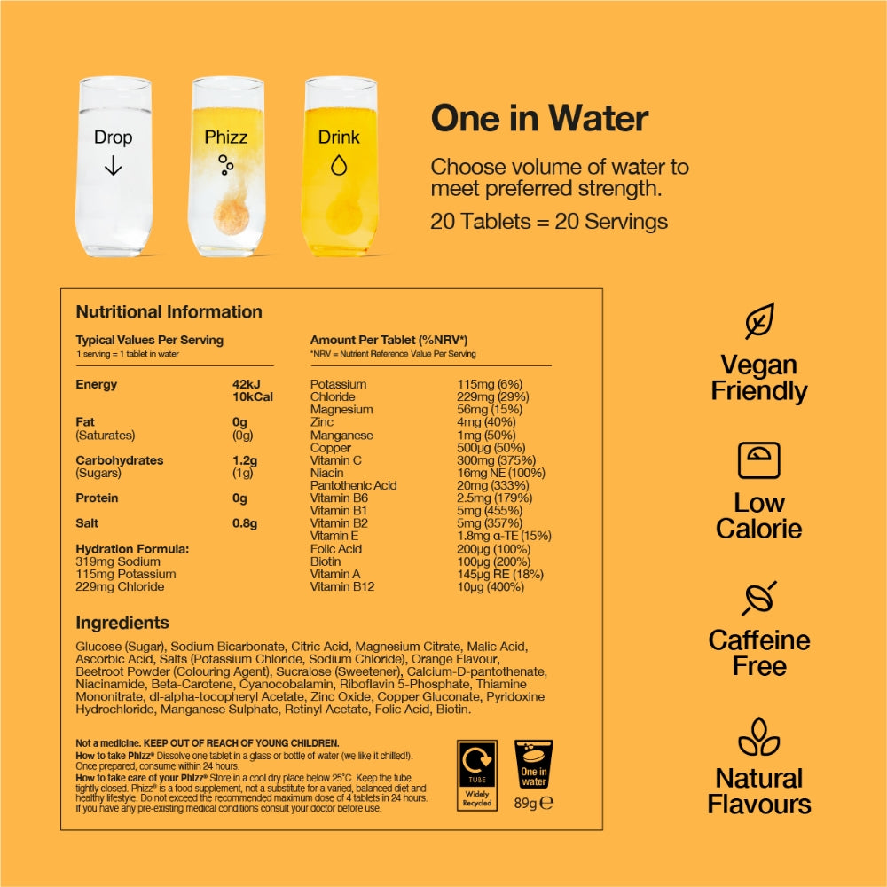 Phizz Orange 3-in-1 Multivitamin Hydration Tablets 60 Tablets