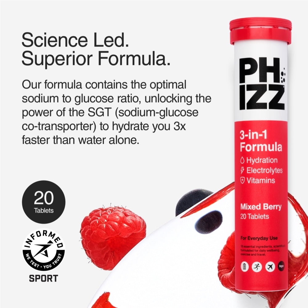 Phizz Mixed Berry 3 in 1 Multivitamin Hydration Tablets 20 Tablets
