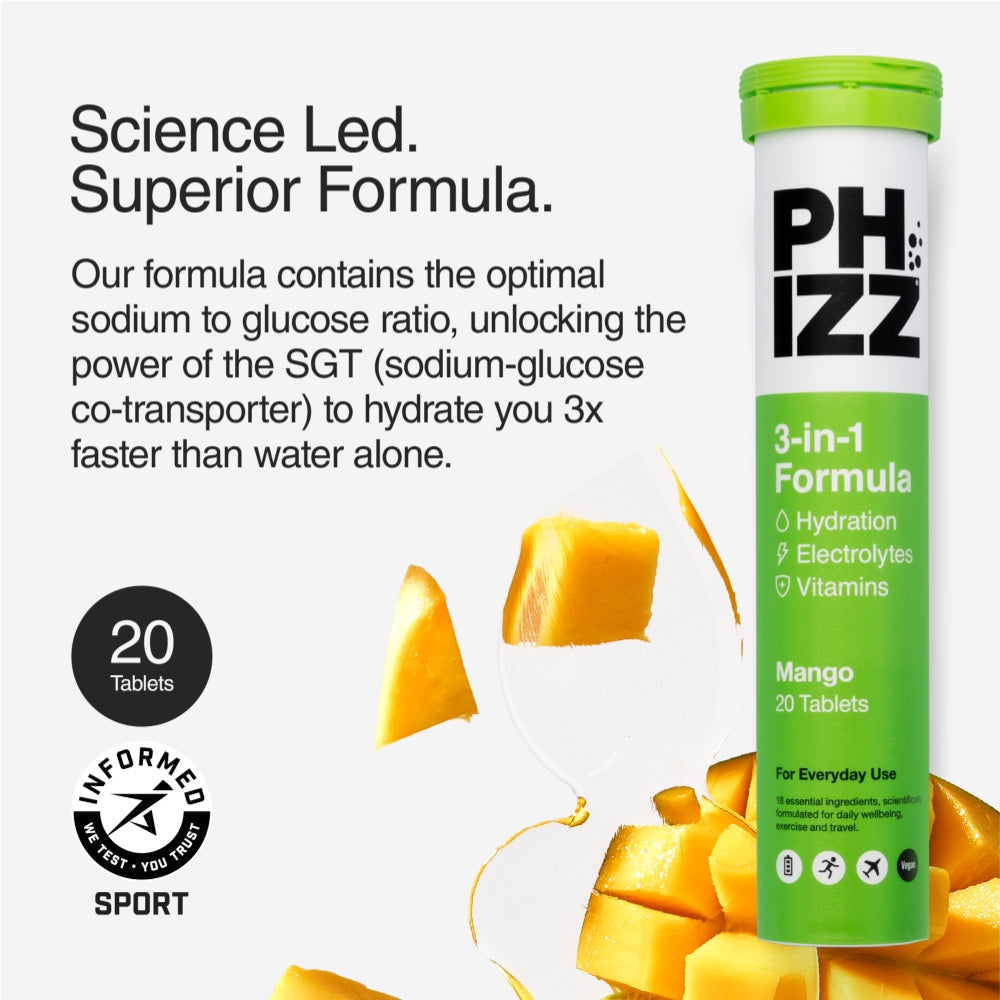 Phizz Mango 3-in-1 Multivitamin Hydration Tablets 20 Tablets