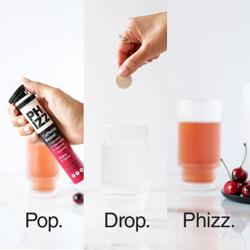 Phizz Cherry Caffeine Boost Effervescent Tablets 20 Tablets