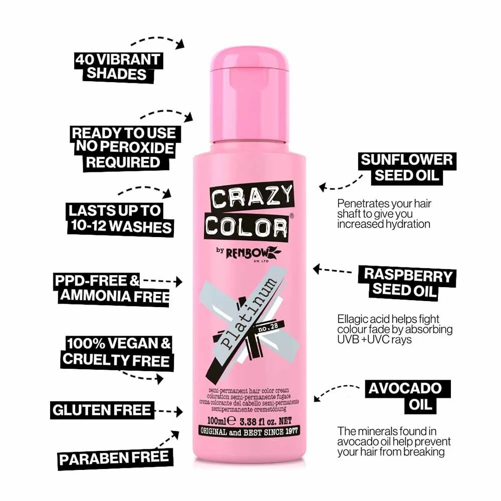 Crazy Colour Platinum Hair Dye 100ml