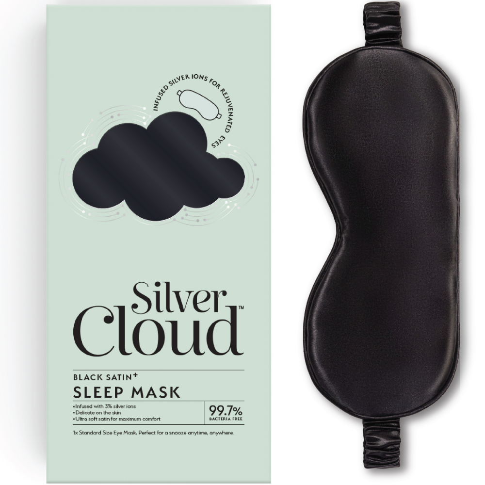 Silver Cloud Satin Sleep Eye Mask Black