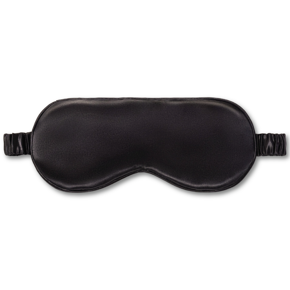 Silver Cloud Satin Sleep Eye Mask Black