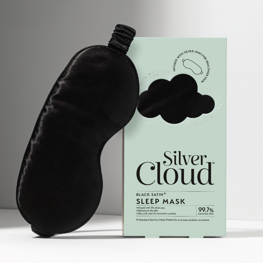 Silver Cloud Satin Sleep Eye Mask Black