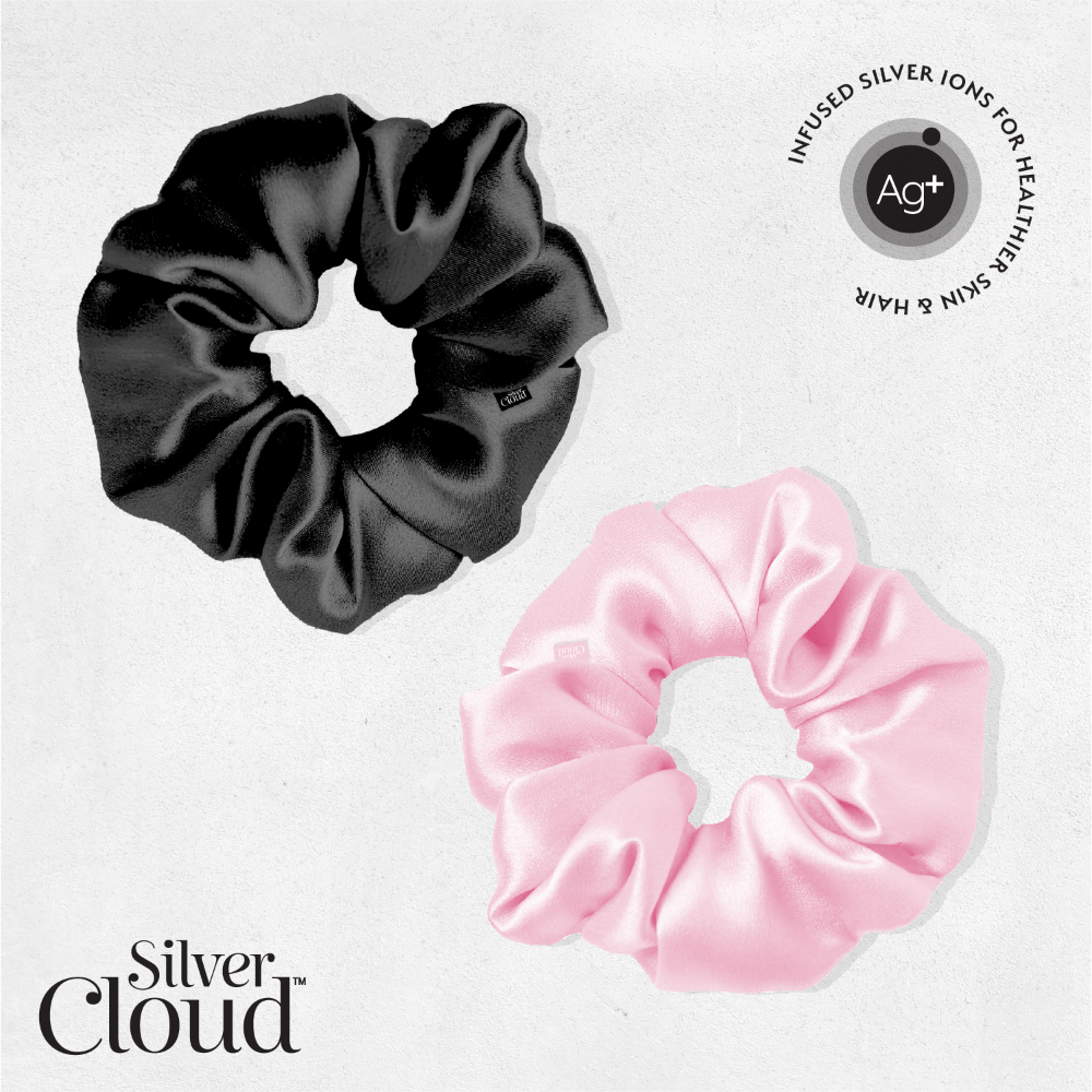 Silver Cloud Large Satin Scrunchies Mixed Pack of 2