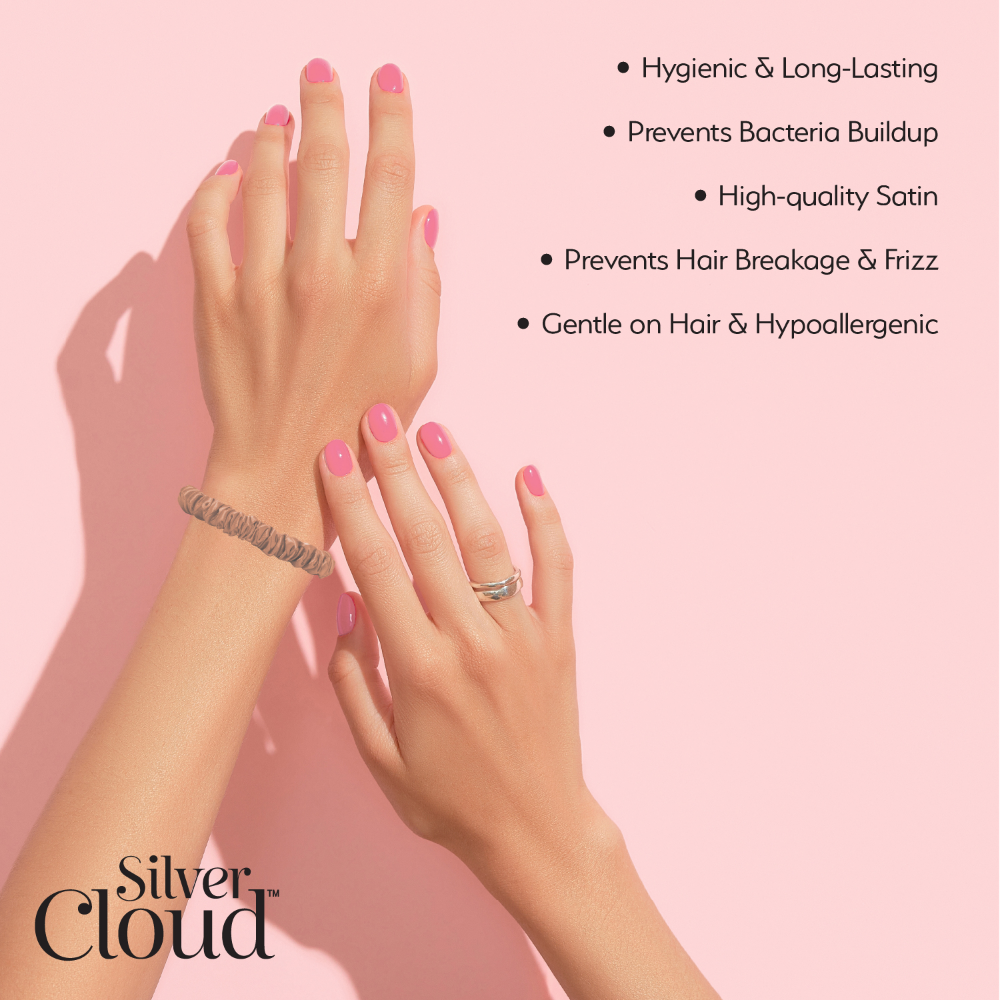 Silver Cloud Skinny Satin Scrunchies Caramel Pack of 5