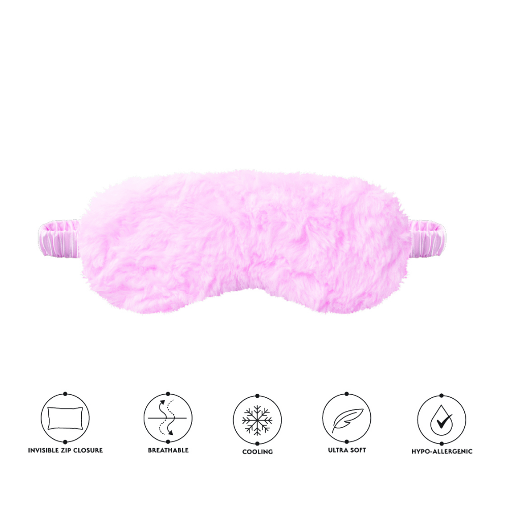 Silver Cloud Fluffy Sleep Mask Pink