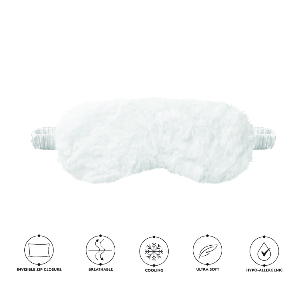 Silver Cloud Fluffy Sleep Mask White
