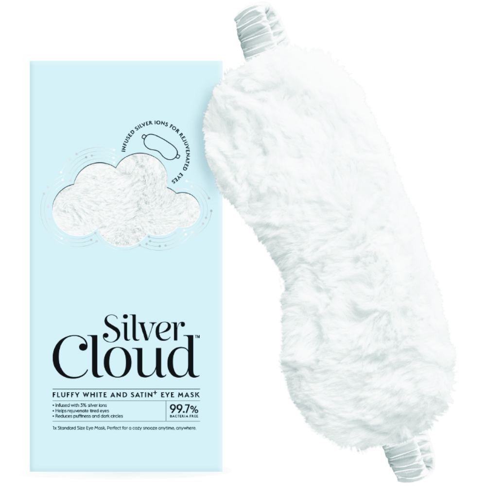 Silver Cloud Fluffy Sleep Mask White