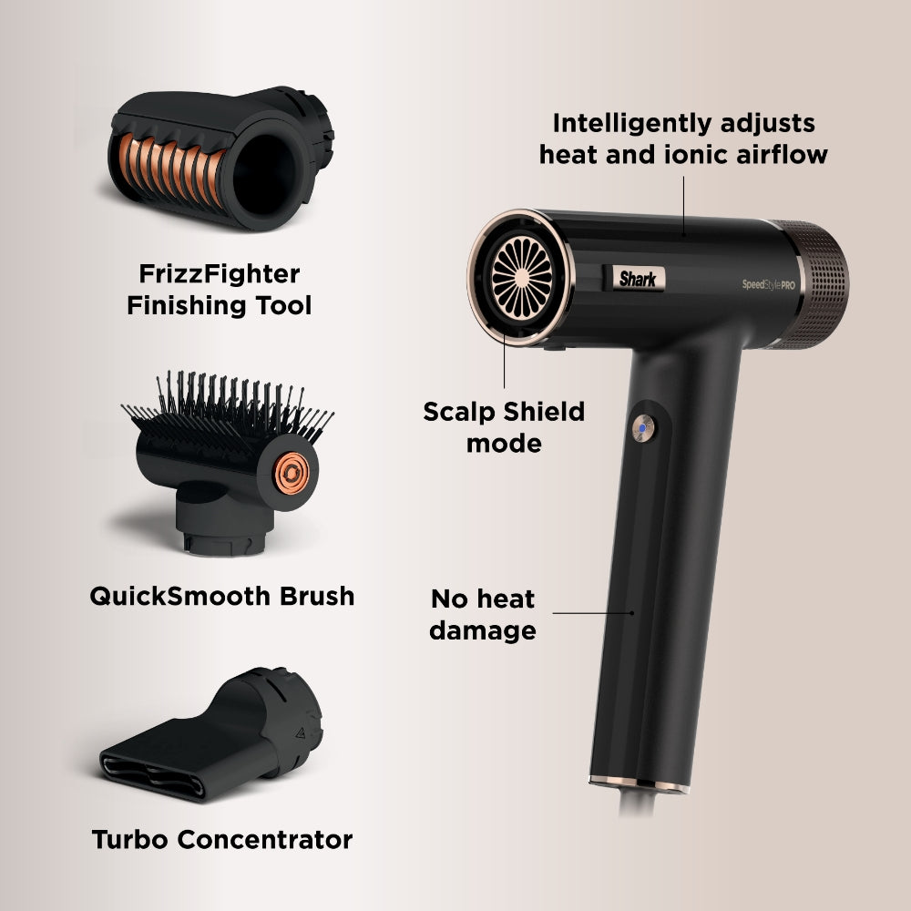 Shark Beauty SpeedStyle Pro 3-In-1 High-Velocity Hair Dryer for Straight & Wavy Hair Black