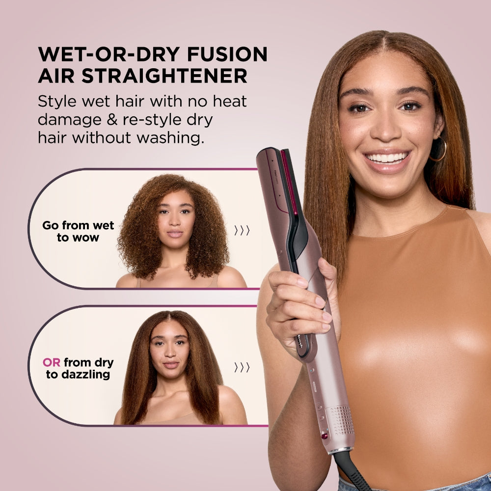 Shark Beauty FlexFusion Straight 5-In-1 Air Styler, Dryer & Ceramic Straightener with Storage Case Cosmic Blush