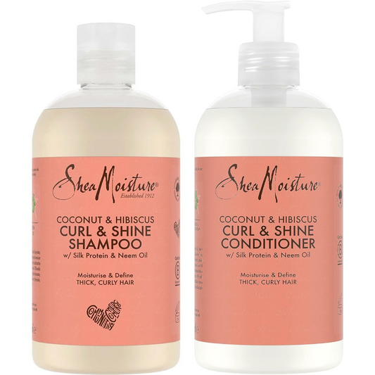 Shea Moisture Coconut & Hibiscus Curl & Shine Shampoo & Conditioner Twin 2 x 384ml