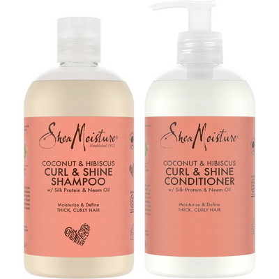 Shea Moisture Coconut & Hibiscus Curl & Shine Shampoo & Conditioner Twin 2 x 384ml