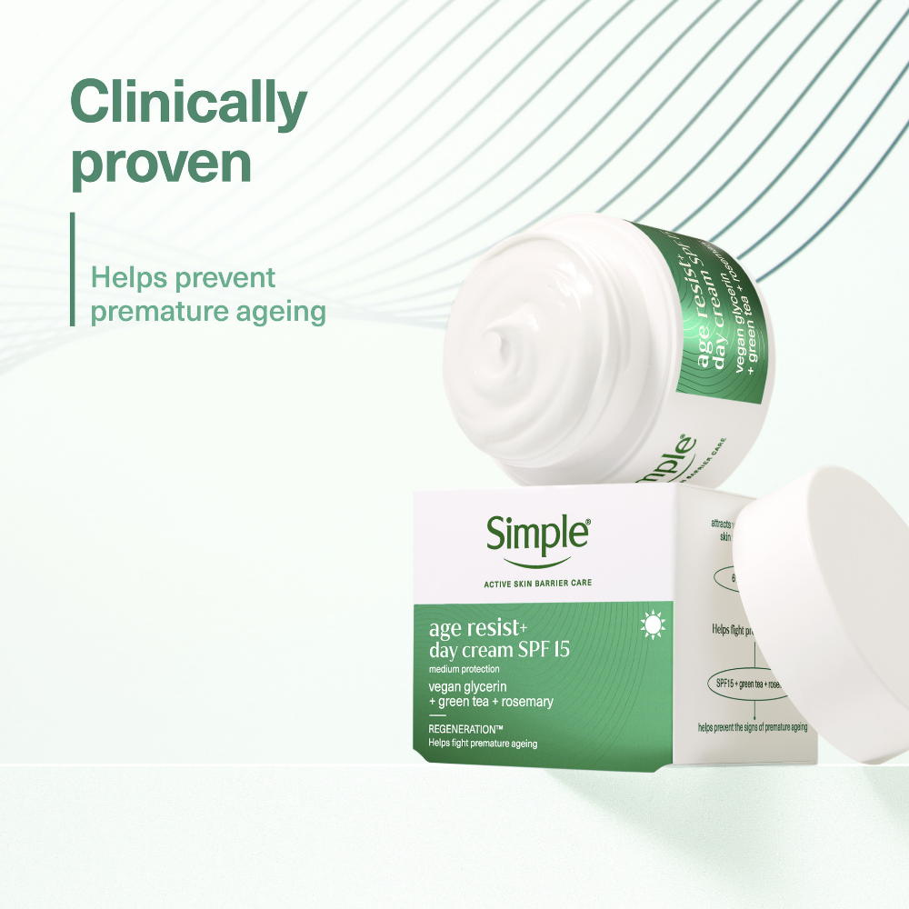 Simple Age Resist+ Day Cream Facial Moisturiser SPF15 50ml