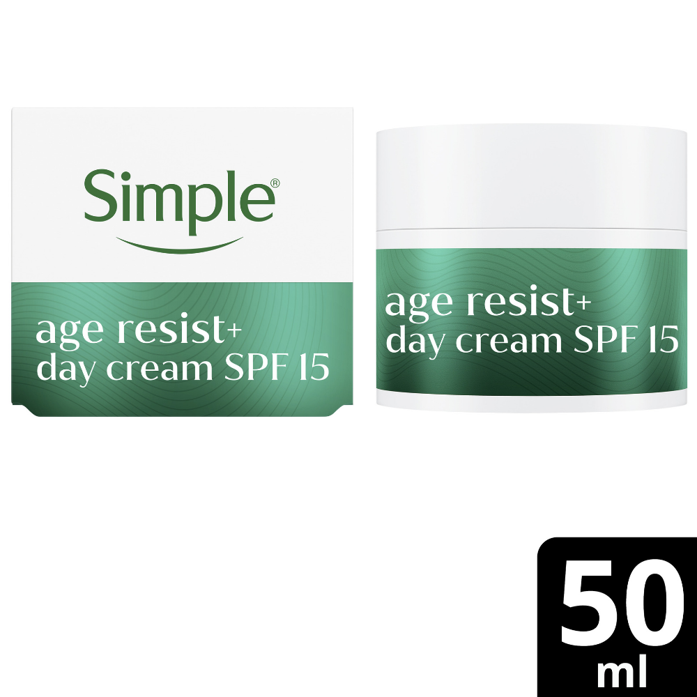 Simple Age Resist+ Day Cream Facial Moisturiser SPF15 50ml