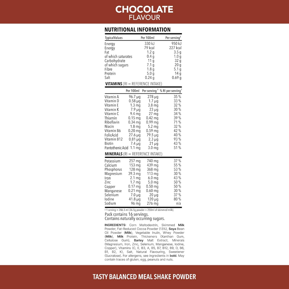SlimFast Tasty Balanced Meal Powder Chocolate Tub 600g