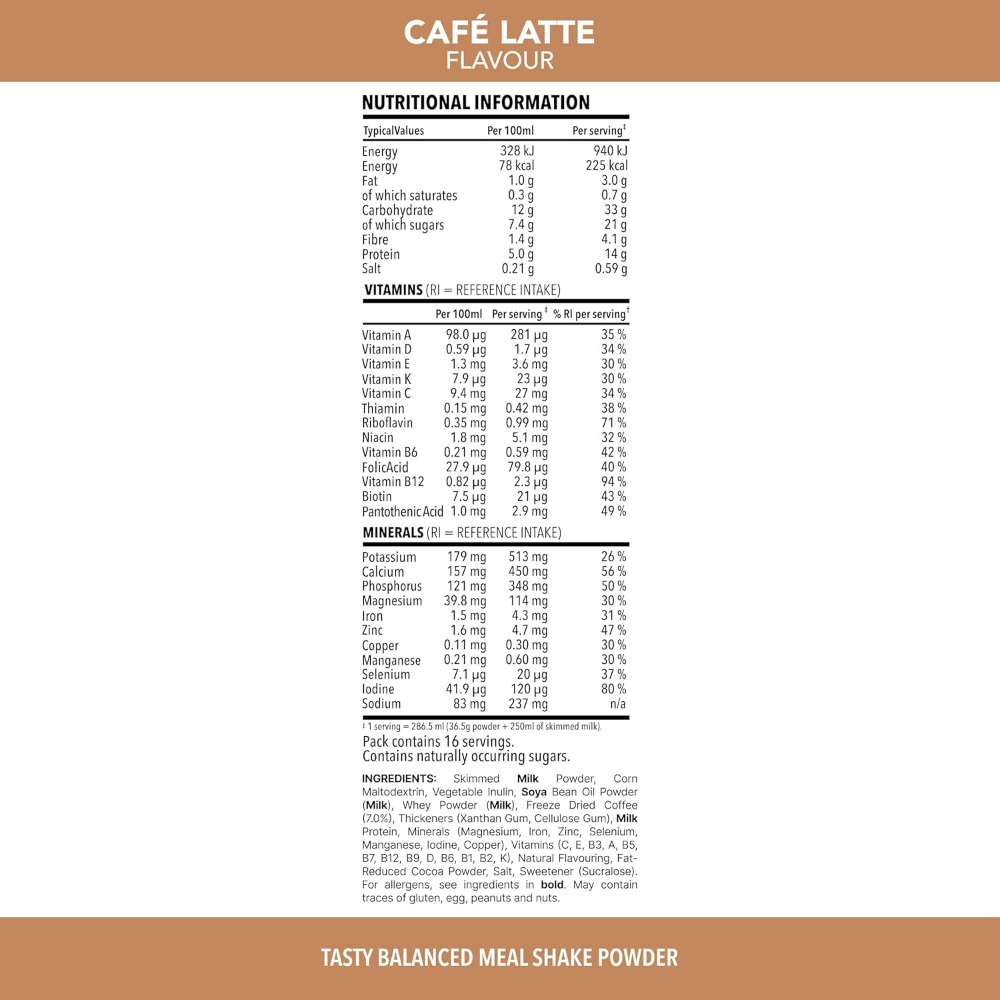 SlimFast Tasty Balanced Meal Powder Cafe Latte Tub 584g