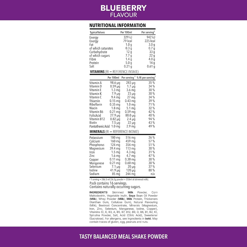 SlimFast Tasty Balanced Meal Powder Blueberry Tub 584g