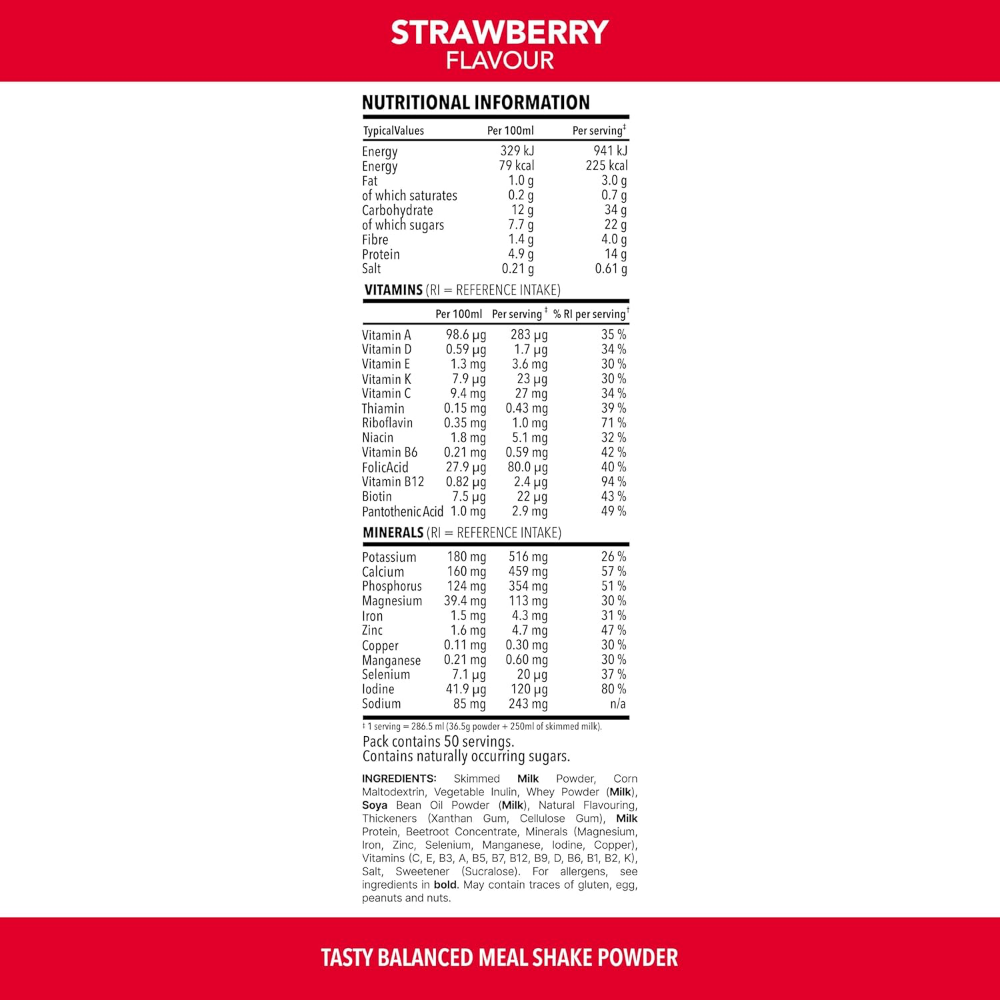 SlimFast Tasty Balanced Meal Powder Strawberry Tub 1825g