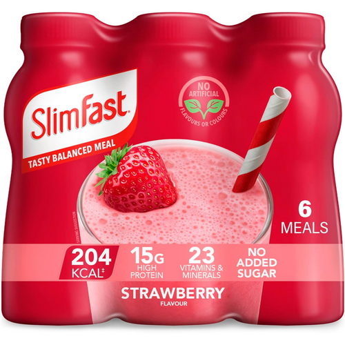 SlimFast Tasty Balanced Meal Strawberry Milkshake Multipack 6 x 325ml