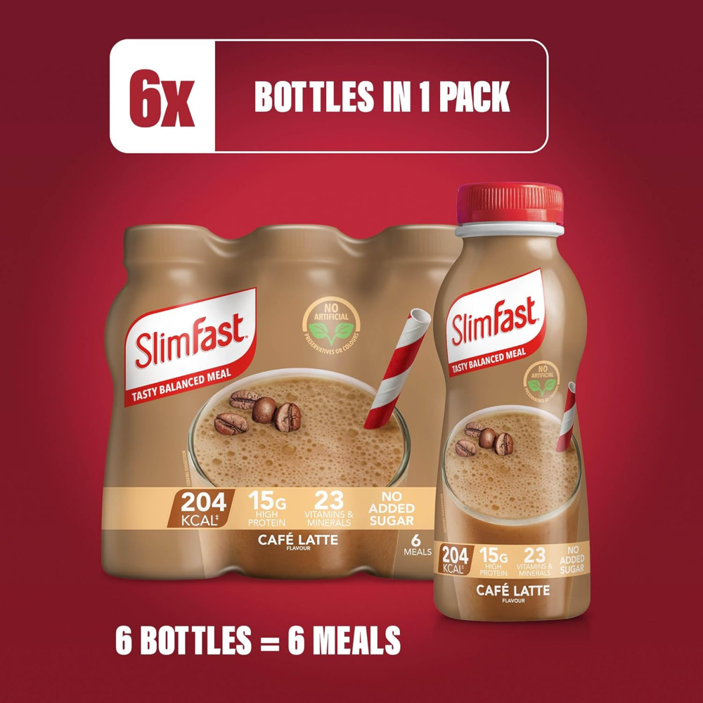 SlimFast Tasty Balanced Meal Café Latte Milkshake Multipack 6 x 325ml