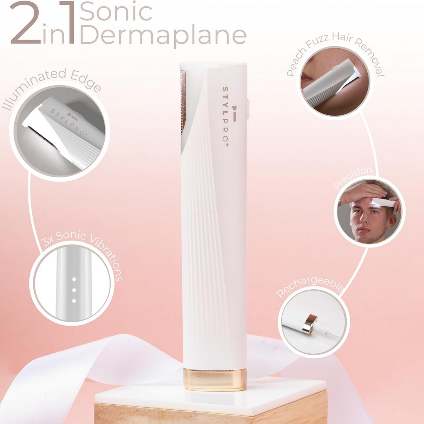 StylPro 2-In-1 Light Up Sonic Dermaplane & Trimmer