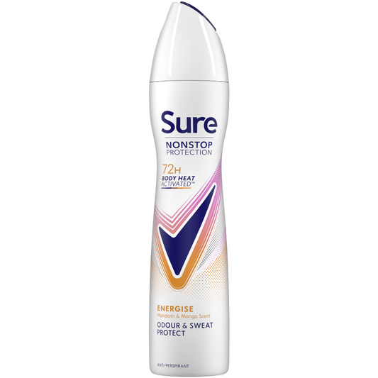 Sure Nonstop Protection 72h Energise Anti-Perspirant Deodorant Spray 250ml