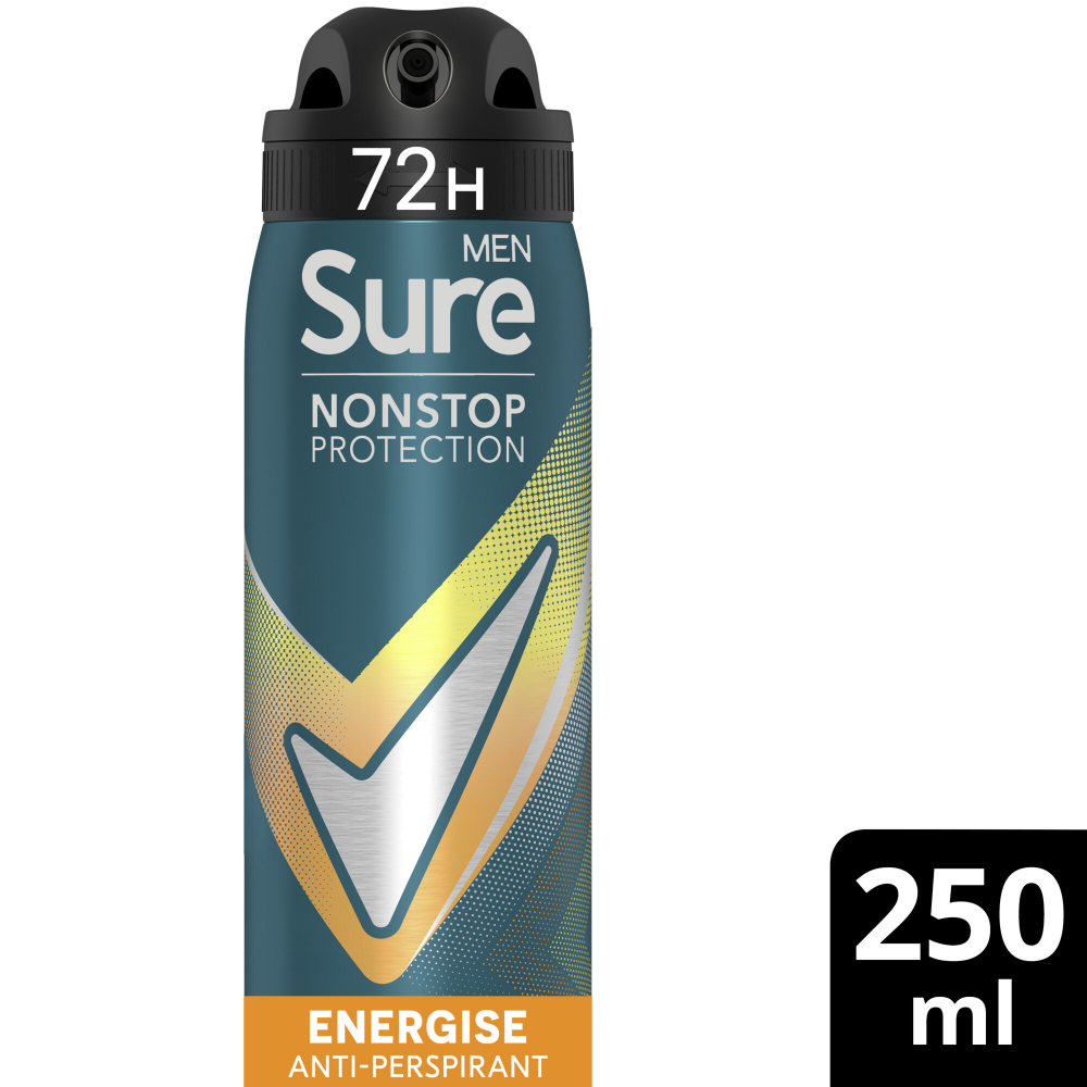 Sure Men Nonstop Protection 72h Energise Anti-Perspirant Deodorant Spray 250ml