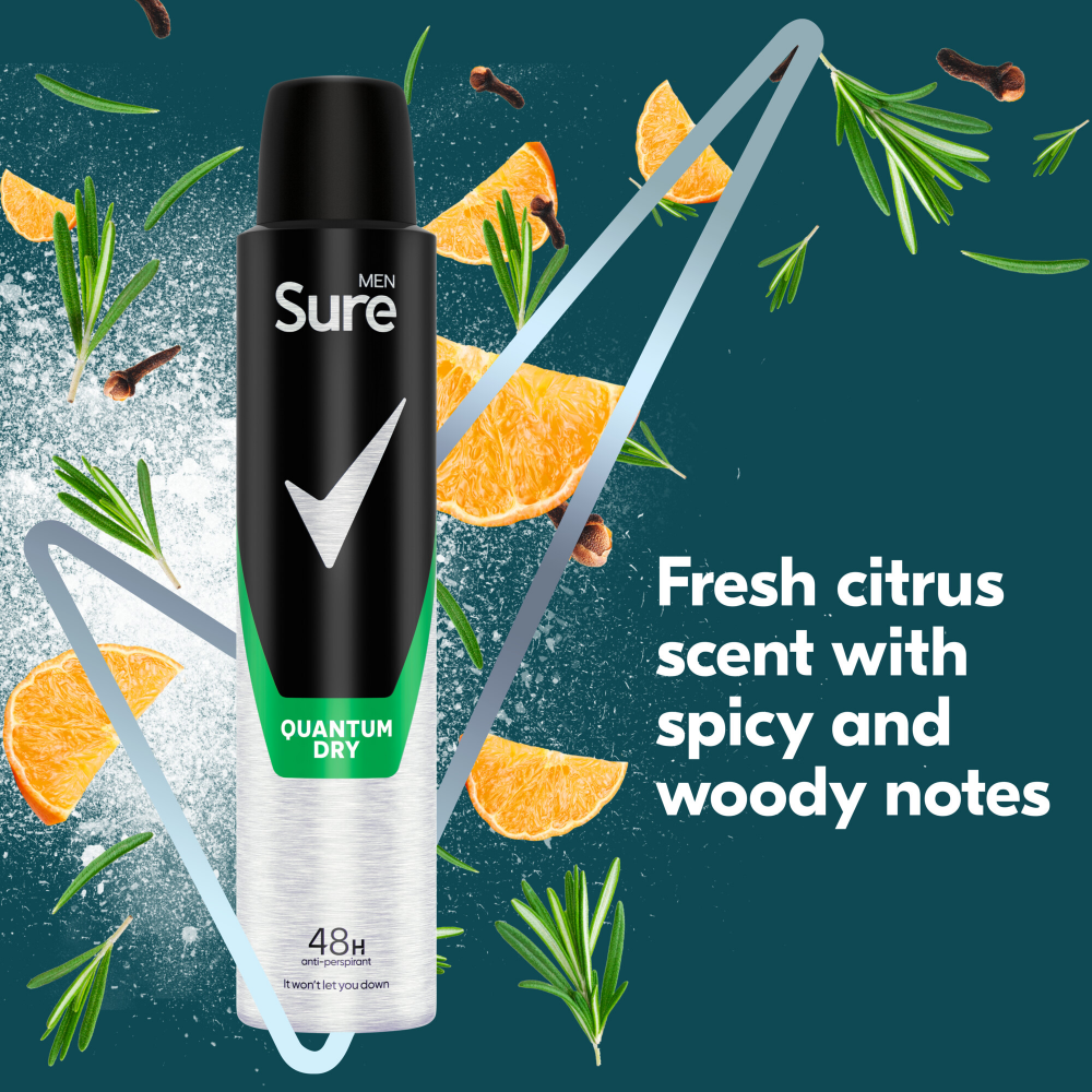 Sure Men Essential Protection 48h Quantum Dry Anti-Perspirant Deodorant Spray 200ml