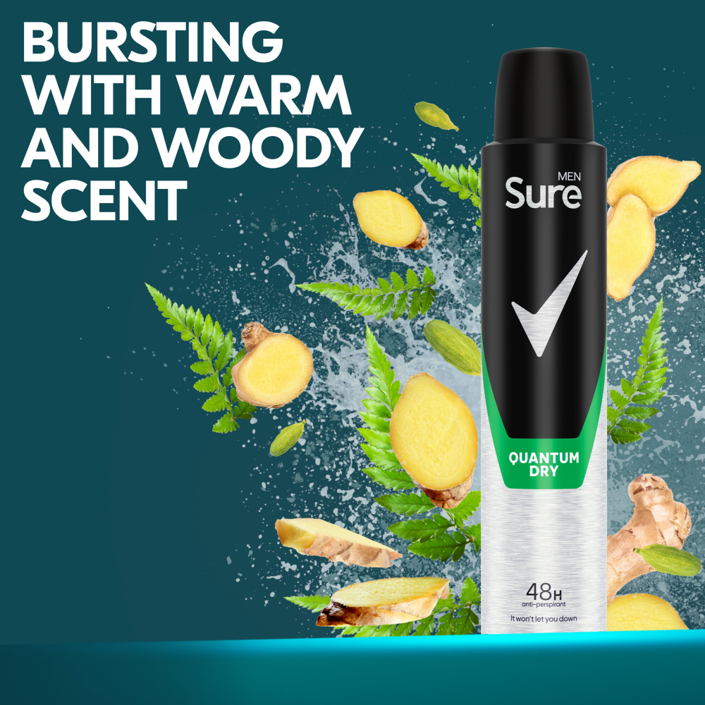 Sure Men Essential Protection 48h Quantum Dry Anti-Perspirant Deodorant Spray 200ml