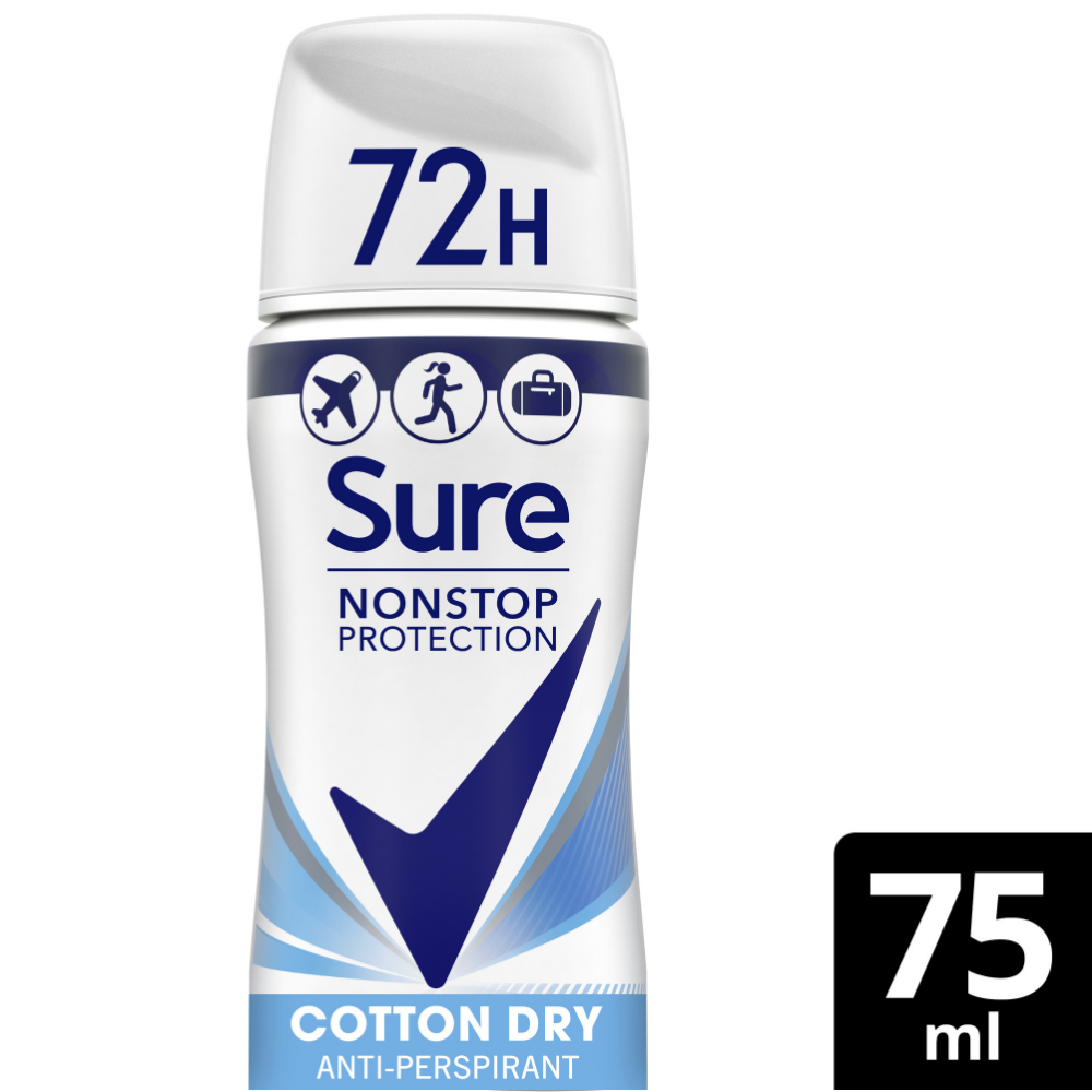 Sure Nonstop Protection 72h Cotton Dry Anti-Perspirant Deodorant Spray 75ml
