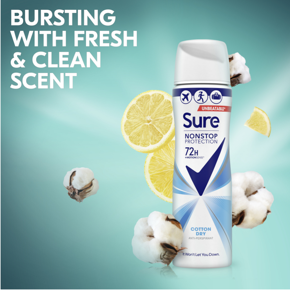 Sure Nonstop Protection 72h Cotton Dry Anti-Perspirant Deodorant Spray 75ml