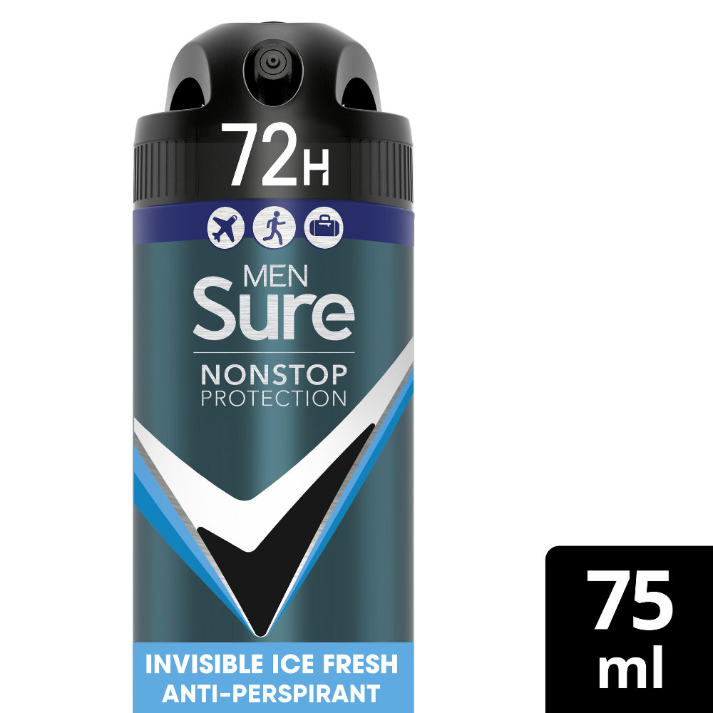 Sure Men Nonstop Protection 72h Invisible Ice Fresh Anti-Perspirant Deodorant Spray 75ml