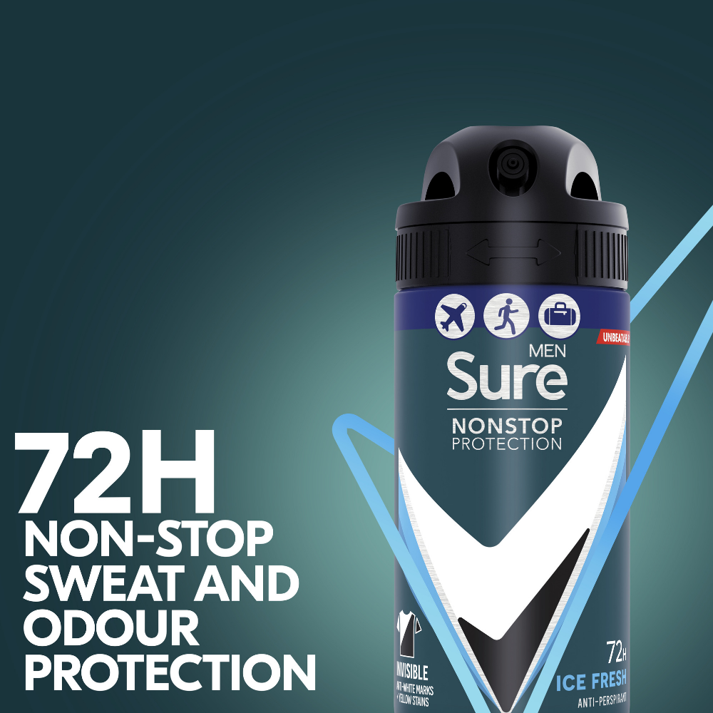 Sure Men Nonstop Protection 72h Invisible Ice Fresh Anti-Perspirant Deodorant Spray 75ml