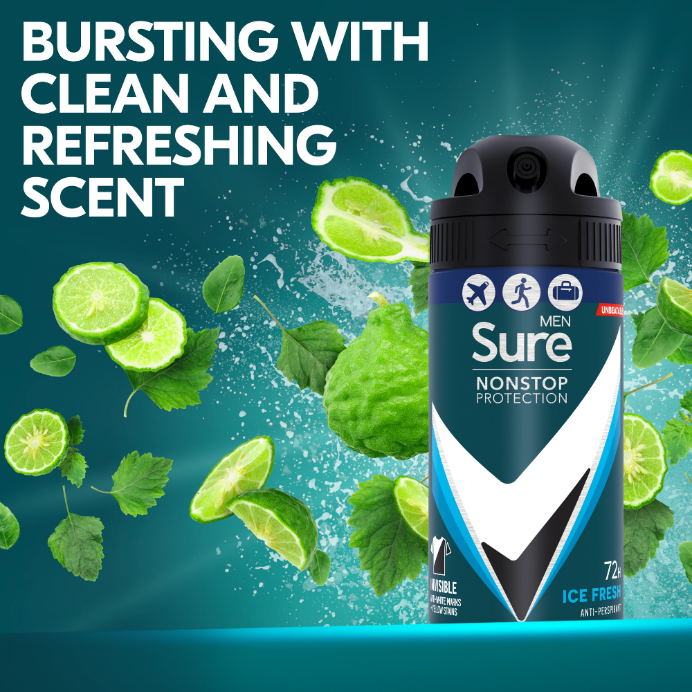 Sure Men Nonstop Protection 72h Invisible Ice Fresh Anti-Perspirant Deodorant Spray 75ml