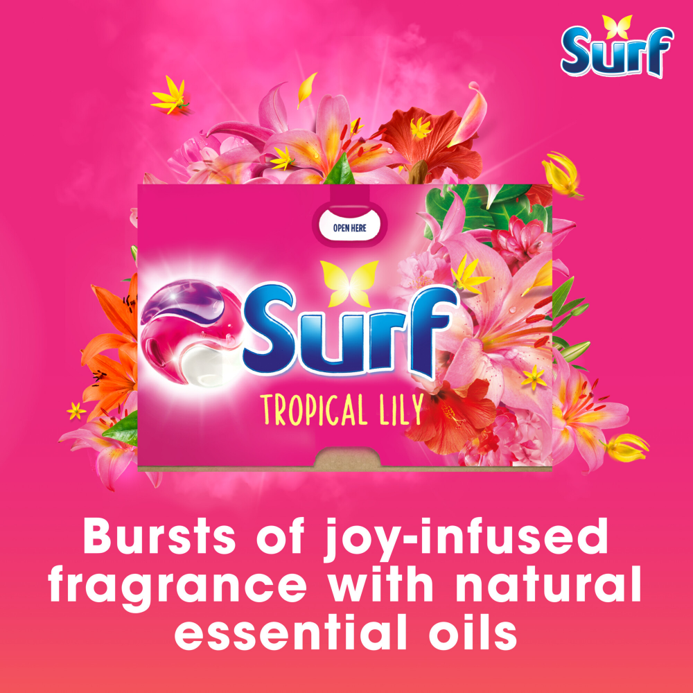 Surf Tropical Lily 3-In-1 Laundry Washing Detergent Capsules 26 Washes