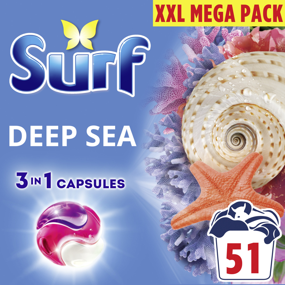 Surf Deep Sea 3-In-1 Laundry Washing Detergent Capsules 51 Washes