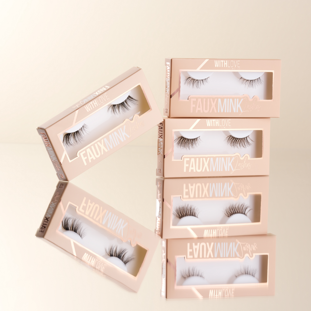 With Love Cosmetics Faux Mink Half Strip Lash Fifty-Fifty Black