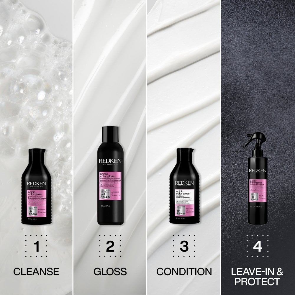 Redken Acidic Colour Gloss Shampoo 300ml, Colour Protection Conditioner 300ml & Leave-In Spray 190ml Trio