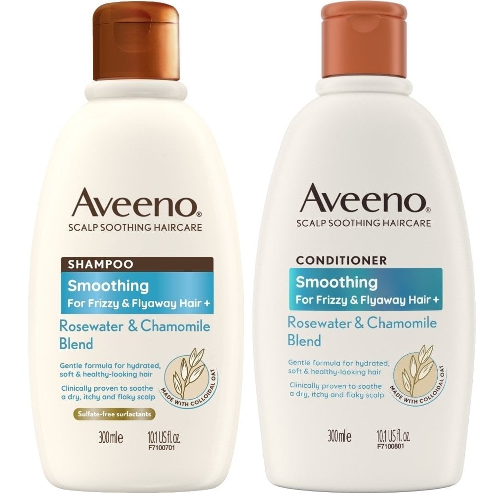 Aveeno Smoothing+ Rose Water & Chamomile Blend Shampoo & Conditioner Twin 2 x 300ml
