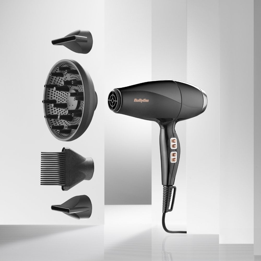BaByliss Italian 2300 Hair Dryer with Diffuser Black 6716DU