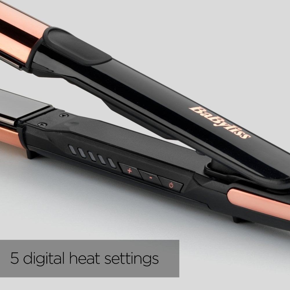 BaByliss Titanium Brilliance Straight & Curl Hair Straightener Rose Gold 2481U