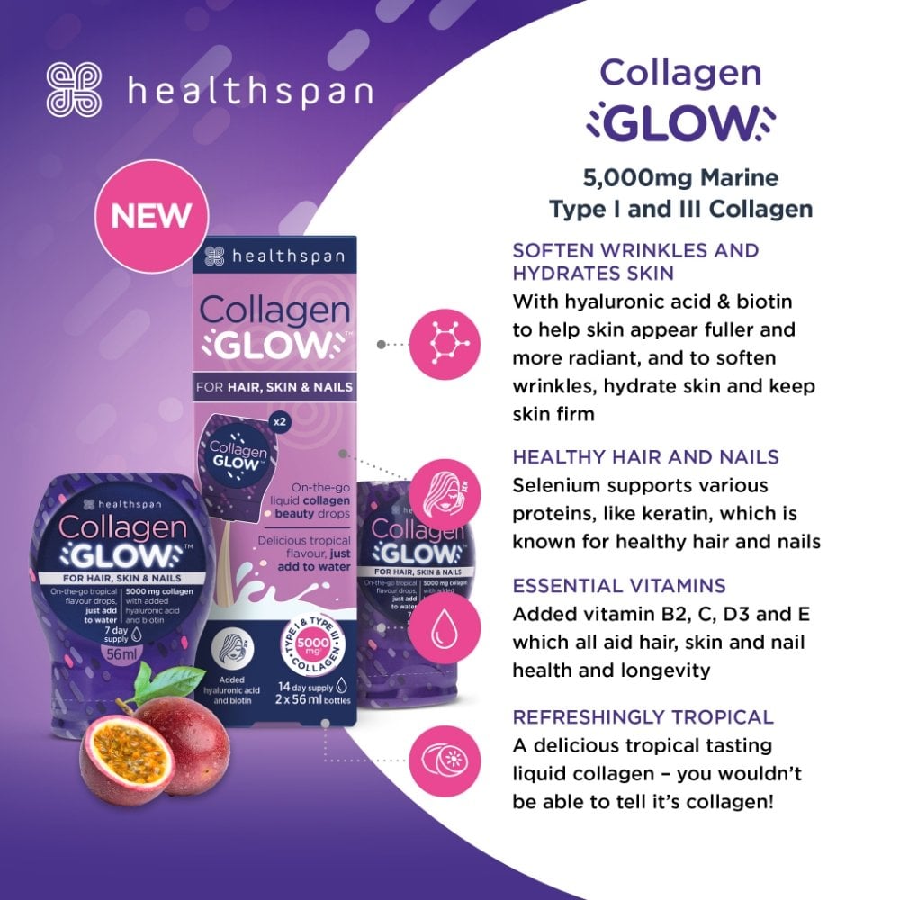 Healthspan Collagen Glow 5000mg for Hair, Skin, and Nails 14 Day Supply