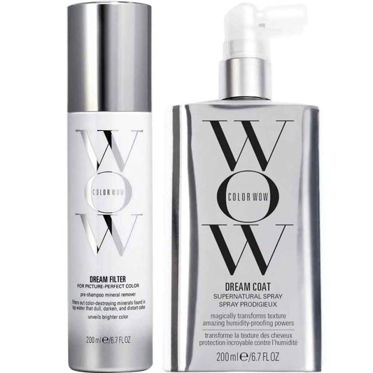 Color Wow Dream Filter Pre Shampoo Mineral Remover 200ml & Dream Coat Supernatural Sealant Spray 200ml Twin